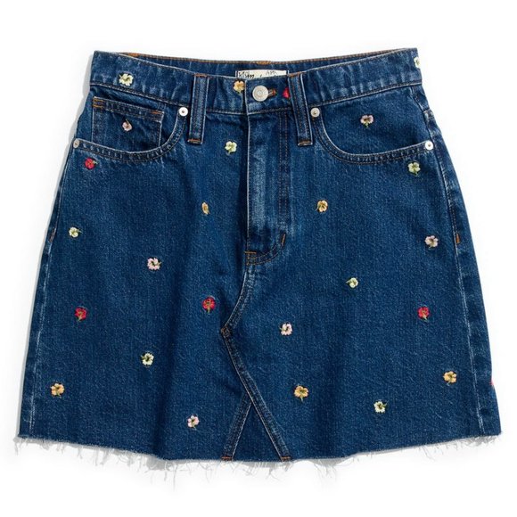 NWT Madewell Embroidered Floral Denim Mini Skirt – Spring & Summer Style - Picture 5 of 10